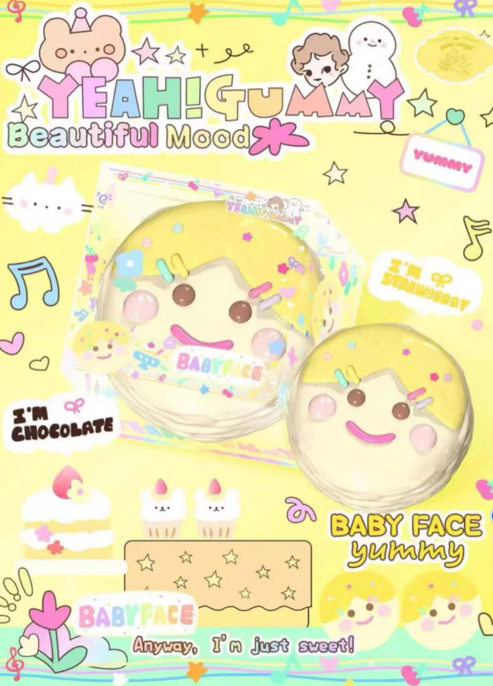 Lisa Rainbow Baby Face Girl Bun Squishy