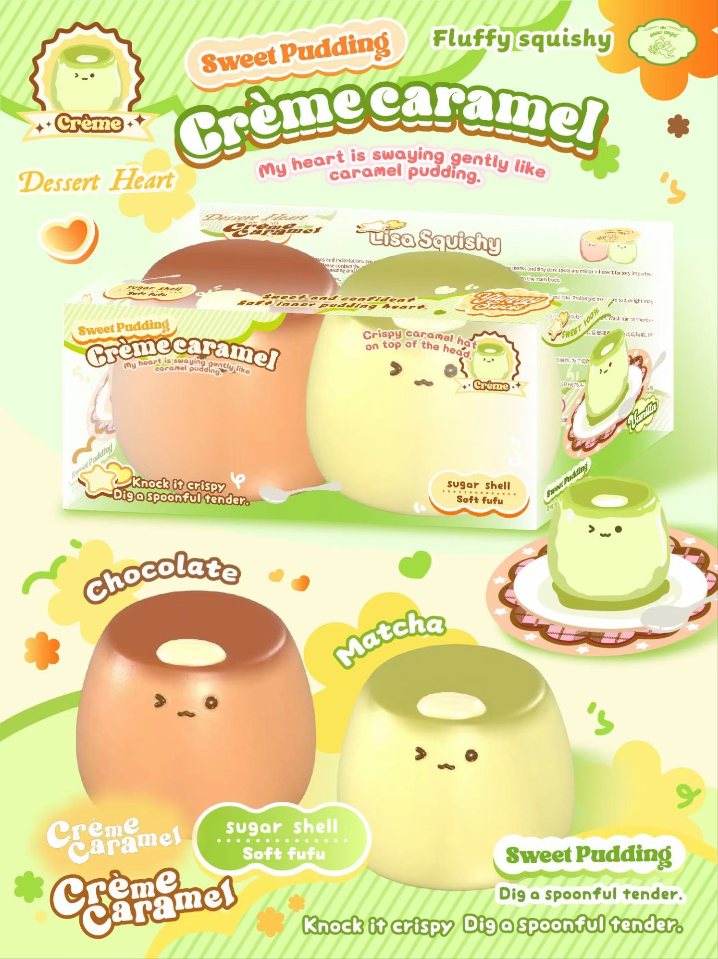 Lisa Sweet Pudding Crème Caramel Squishy(Set of Two)
