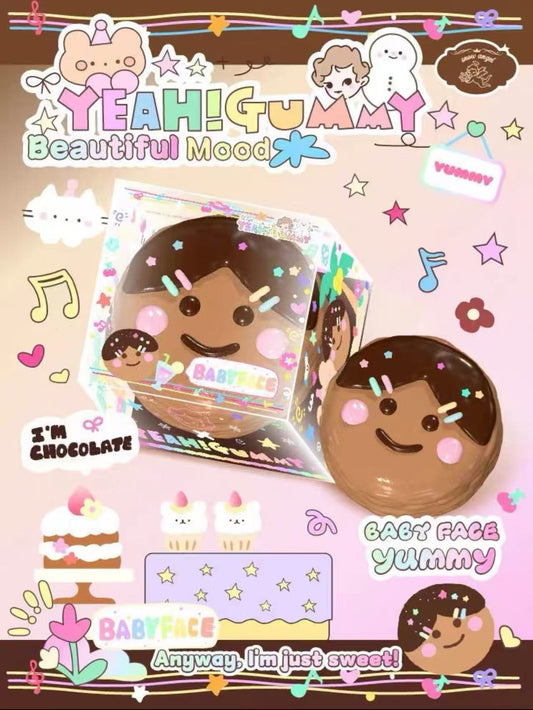 Lisa Chocolate Baby Face Girl Bun Squishy