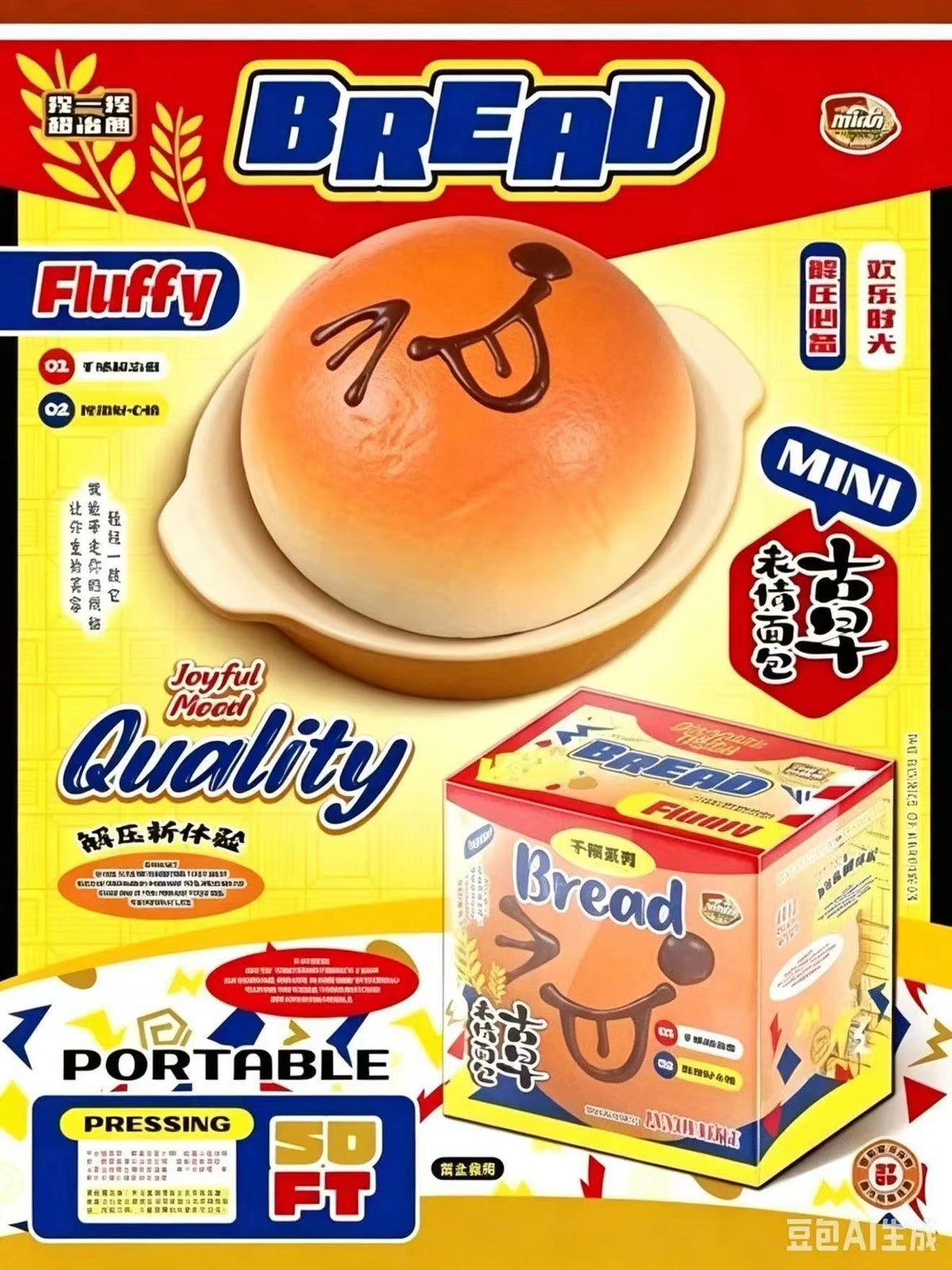 Small Retro Face Bread Squishy