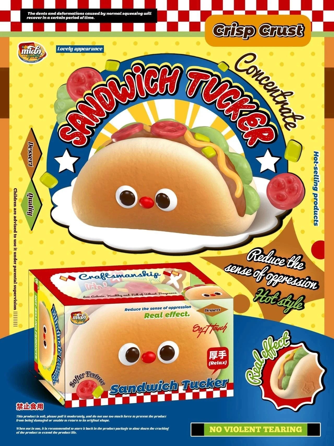 Mido Red Nose Stuffed Sandwich Tucker Squishy